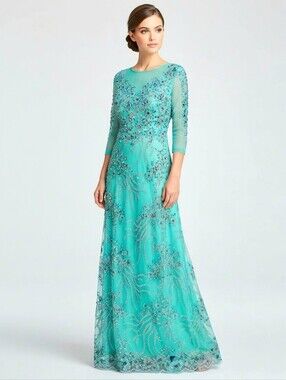 NWOT Beaded Illusion A-line  Gown Size 6